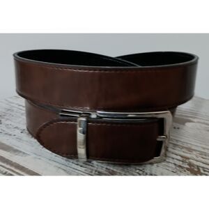 NO BRAND: Brown Belt with Silver Buckle, Men's Size 34